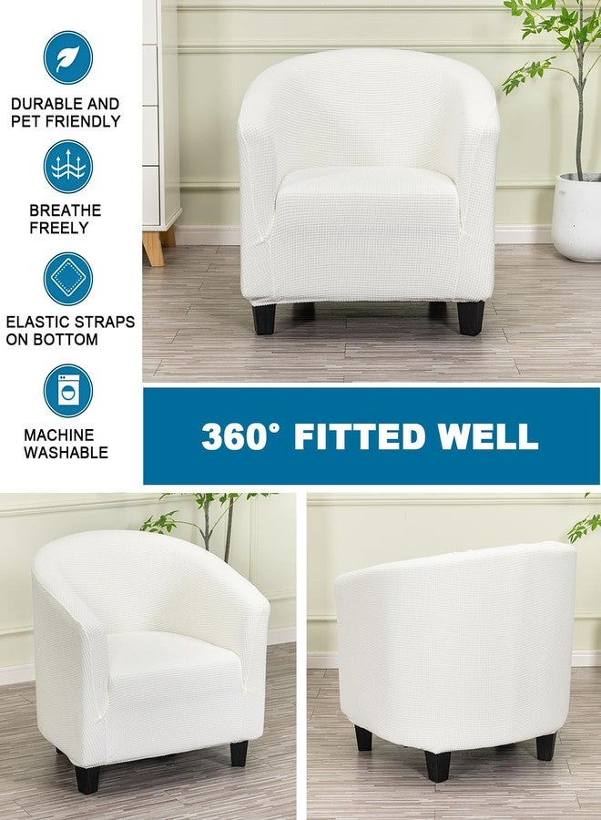 NILUOH Club Chair Slipcover Jacquard Tub Chair Cover Stretch Armchair Covers Sofa Cover Furniture Protector for Living Room (Jacquard Off-White) - Image 3